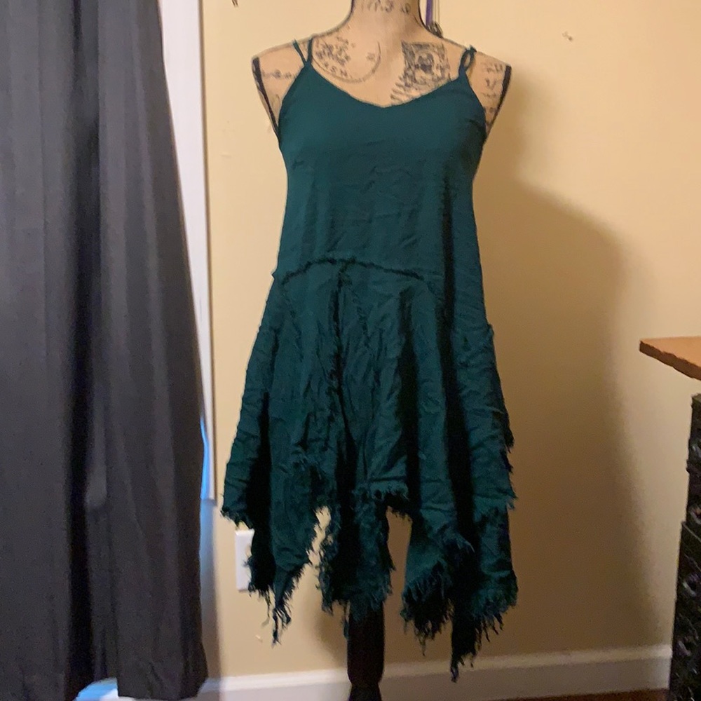 Free People tattered hem shredded slip dress